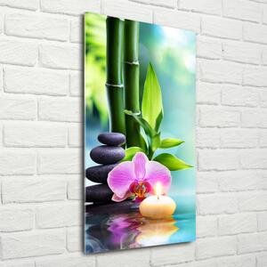 Vertikální Fotoobraz na skle Orchidej a bambus osv-87258521