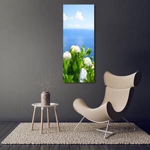 Vertikální Fotoobraz na skle Hortenzie moře osv-87726143