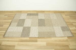 Šňůrkový koberec Oria 88/VH7-Y Béžový / šedý / krémový čtverce