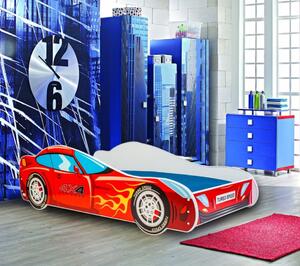 Dětská postel auto s LED osvětlením 70x140 cm BADNORA - červená