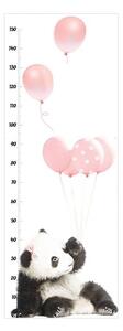 Dekornik Samolepka do dětského pokoje růstový graf panda s růžovými balónky 150x70cm