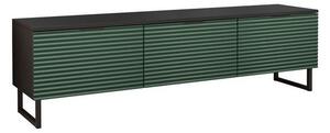 TV stolek na nožkách OVERTON - 150 cm, černý grafit / zelený