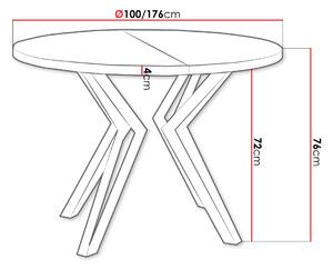 Kulatý rozkládací jídelní stůl HILLSBORO - černý / arktický bílý