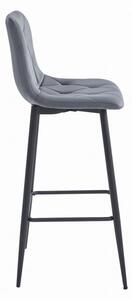Barová židle NADO sametová tmavě šedá (černé nohy)