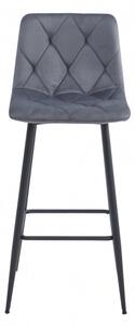Barová židle NADO sametová tmavě šedá (černé nohy)