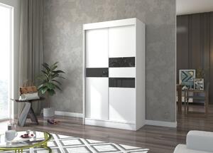 Šatní skříň s posuvnými dveřmi 120 cm ELANA - bílá / černá