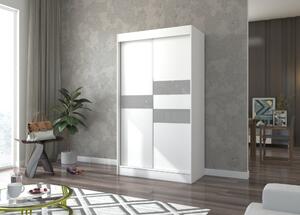 Šatní skříň s posuvnými dveřmi 120 cm ELANA - bílá / šedá