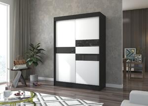 Šatní skříň s posuvnými dveřmi 150 cm ELANA - černá / bílá