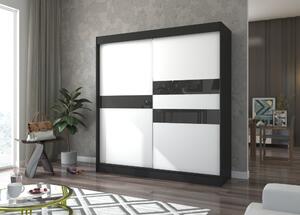 Šatní skříň s posuvnými dveřmi 200 cm ELANA - černá / bílá