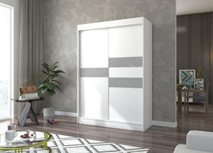 Šatní skříň s posuvnými dveřmi 150 cm ELANA - bílá / šedá