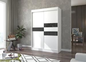 Šatní skříň s posuvnými dveřmi 150 cm ELANA - bílá / černá