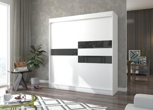 Šatní skříň s posuvnými dveřmi 200 cm ELANA - bílá / černá