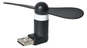 Iso Trade Mini Ventilátor microUSB USB 2W1, Černý, Plast, 9x3.9x4 cm