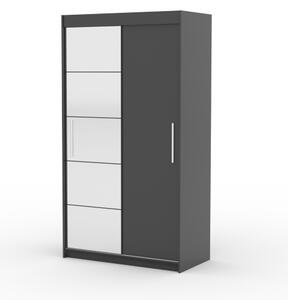 Šatní skříň se zrcadlem 120 cm HAMLIA - šedá