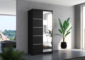 Šatní skříň se zrcadlem 100 cm EADRIX - černá