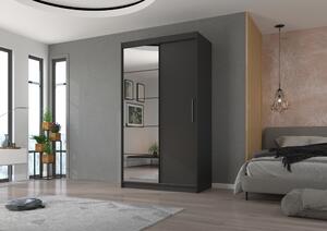 Šatní skříň se zrcadlem 120 cm HAMLIA - šedá
