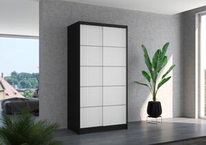 Policová šatní skříň 100 cm BAFRIX - černá / bílá