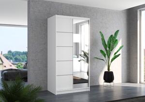 Šatní skříň se zrcadlem 100 cm EADRIX - bílá