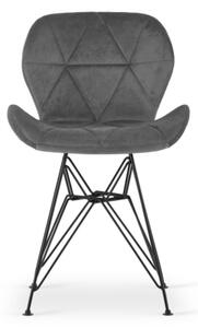 Sametová židle Paris šedá s černými nohami