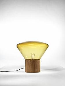 Designová lampa Brokis Muffins Wood PC849 Barva skla: Transparentní číré sklo, Barva el. vedení: Silikonový kabel - černý, Dřevo: Dub evropský - voskovaný