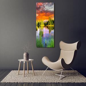 Vertikální Fotoobraz na skle Jezero v lese osv-89317009