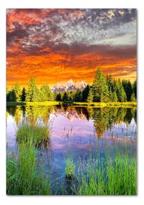 Vertikální Fotoobraz na skle Jezero v lese osv-89317009