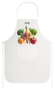 Kuchyňská zástěra Happy Veggie EMI, Bílá