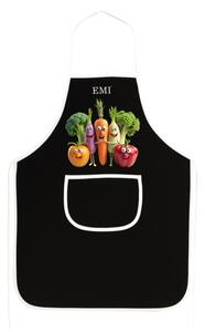 Kuchyňská zástěra Happy Veggie EMI, černá