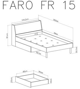 Dětská postel Faro FR15 120x200 - bílý lux / dub artisan / šedá