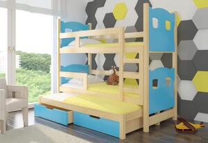 Dětská patrová postel LETICIA, 180x75, sosna/růžová