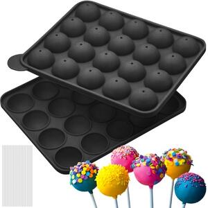 Ruhhy Silikonová forma na sušenky a lízátko, šedá, 20 otvorů, průměr koule 4 cm, rozměry 22.5 x 18.5 x 4 cm