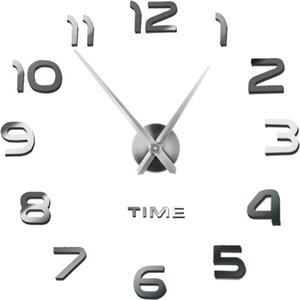 Ruhhy DIY Nástěnné hodiny s 3D efektem, stříbrné, průměr 60-130 cm, materiál EVA pěna + akryl