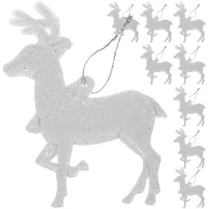 Ruhhy Vánoční ozdoby - sobí postavičky s třpytkami, 9 ks, plast, bílá barva, 9.5 x 7 cm