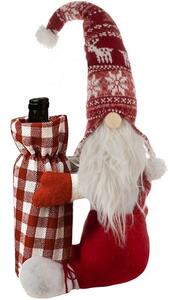 Ruhhy Vánoční skřítek s taškou na láhev, bílý a červený, polyester, 55x18x22 cm