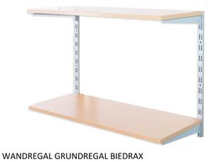 Biedrax Nástěnný regál základní 20 x 40 x 50 cm, stříbrný - 2 police buk