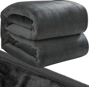 Ruhhy Měkká teplá deka z mikrovlákna, šedá, 160x200 cm, polyester