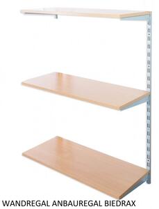 Biedrax Nástěnný regál přídavný 20 x 40 x 100 cm, stříbrný - 3 police buk