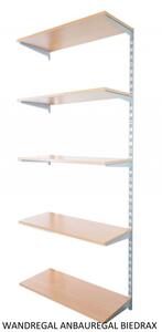 Biedrax Nástěnný regál přídavný 20 x 40 x 200 cm, stříbrný - 5 polic buk