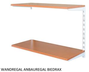 Biedrax Nástěnný regál přídavný 20 x 40 x 50 cm, bílý - 2 police třešeň