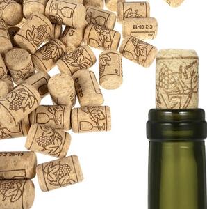 Ruhhy Korkové zátky na víno, 100 ks, světlá dřevěná barva, rozměry 2,2 x 3,3 cm