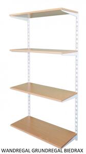 Biedrax Nástěnný regál základní 20 x 40 x 150 cm, bílý - 4 police buk