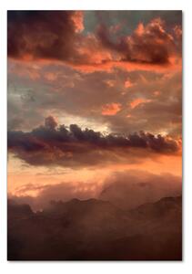 Vertikální Fotoobraz na skle Západ slunce hory osv-90609919