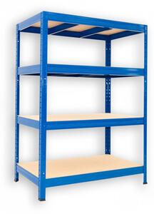 Kovový regál do skladu Biedrax 35 x 75 x 90 cm, modrý - 4 police MDF, 275kg
