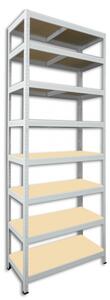 Kovový regál bezšroubový Biedrax 35 x 60 x 210 cm, bílý - 8 polic MDF