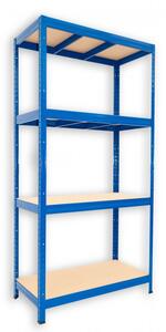 Kovový regál do technické místnosti Biedrax 35 x 75 x 180 cm, modrý - 4 police MDF, 275kg