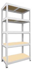 AKCE - Kovový regál bezšroubový Biedrax 45 x 100 x 180 cm, bílý - 5 polic MDF