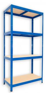 Kovový regál do skladu Biedrax 35 x 60 x 180 cm, modrý - 4 police MDF