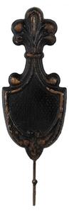 Kovový háček černo-zlatý s patinou Groede – 12x4x38 cm