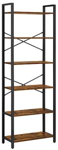 REGÁL, hnědá, černá, 66/186/30 cm Boxxx - Knihovny, Online Only
