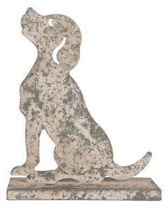 Kovová dekorace silueta psa zeleno-šedá s patinou – 16x8x19 cm